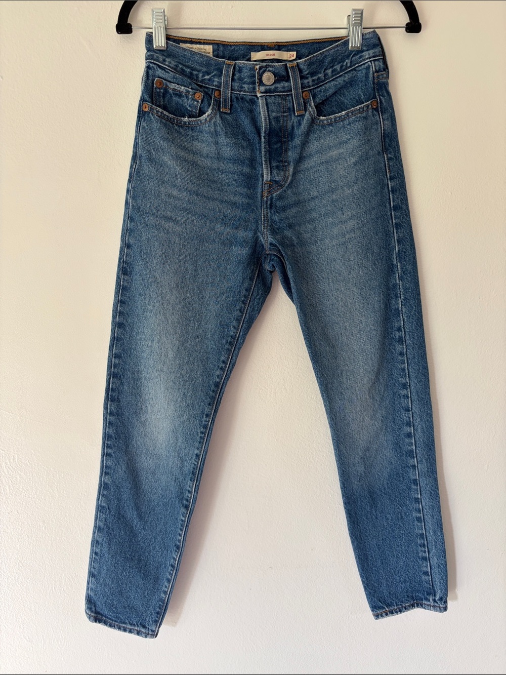 Levi’s Premium Wedgie Fit Jeans Oxnard Edge Blue High-Rise Denim Size W24